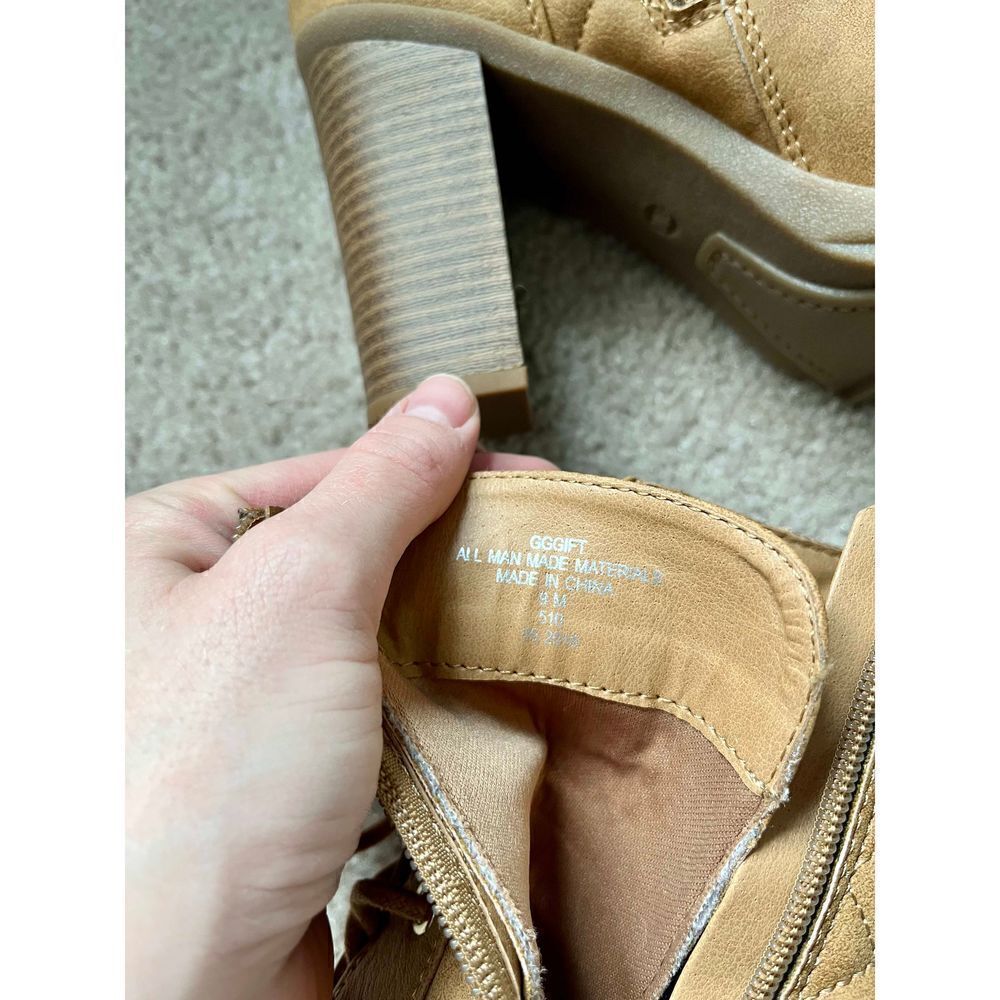 G by Guess Women’s Gift Tan Size Zip & Lace Up Quilted Combat Ankle Fashion Boot - Picture 9 of 12
